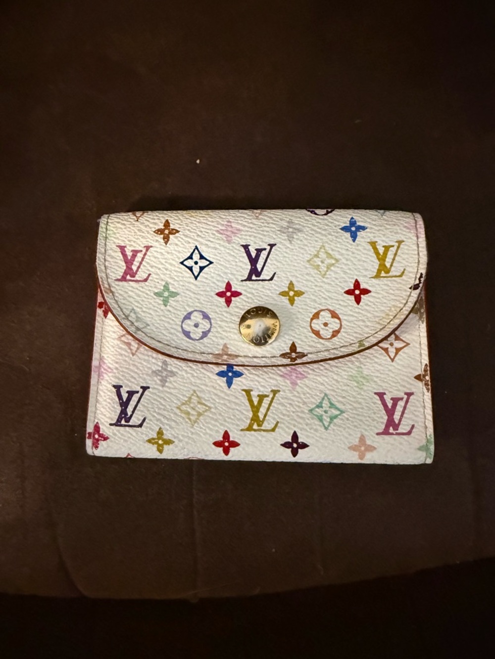 Louis Vuitton Rosalie Coin Purse White Multicolor Monogram Compact Wallet